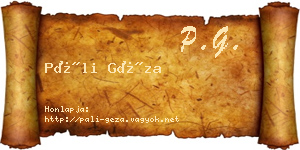 Páli Géza névjegykártya